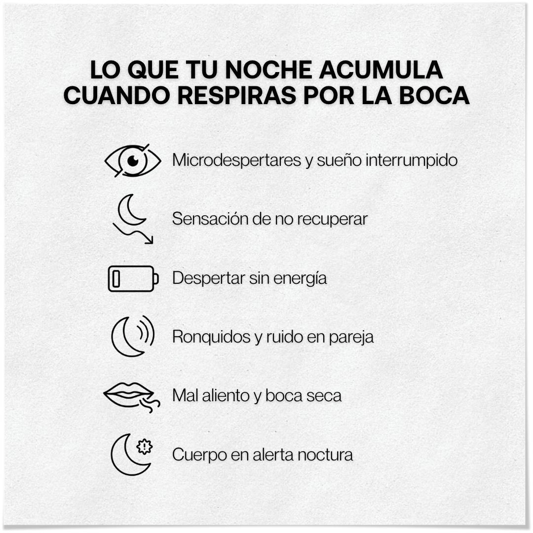 Cinta adhesiva bucal para respiración nasal durante el sueño
