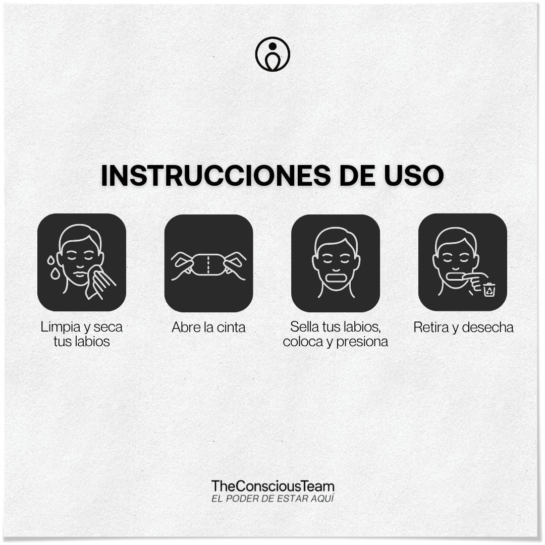 Cinta adhesiva bucal para respiración nasal durante el sueño